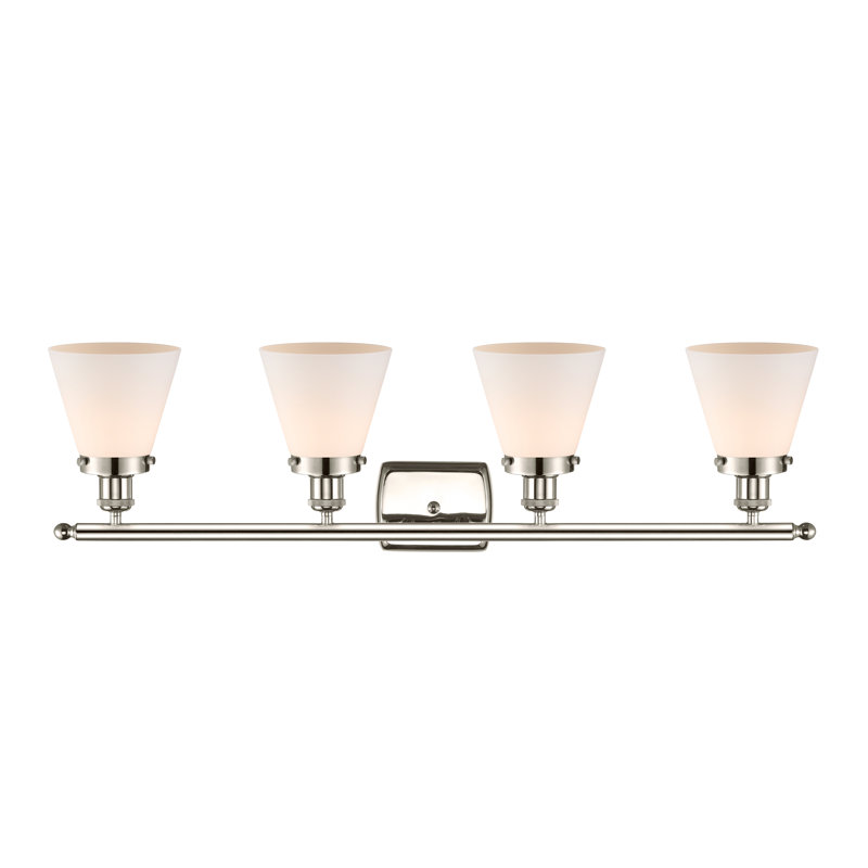 Éclairage pour meuble-lavabo 4 lumières 36 po Ballston Urban Cone, Blanc mat, Nickel poli, Incandescent