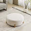 Repose-pieds rond Modish White Boucle avec pieds en bois naturel évasé | Idée de cadeau-1795497911-1795497908