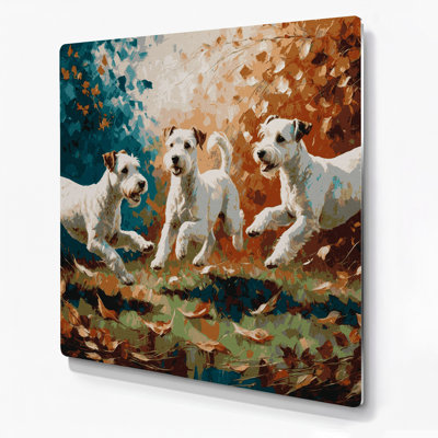 Chiens Bedlington Terrier gris, art mural en métal