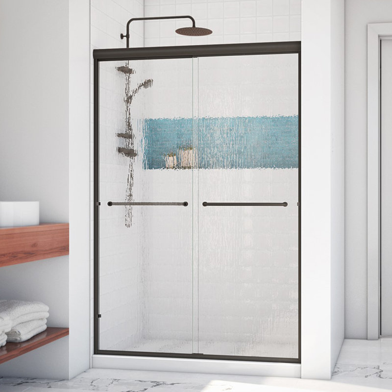 Porte de douche sans cadre Leser l 50 "x H 70,38" Leser, Bronze huilé anodisé
