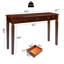 Console traditionnelle en bois, table d'entrée de 120 cm de long avec 3 tiroirs de rangement, plateau en placage à chevrons et pieds cannelés, table d'appoint en noyer pour couloir ou salon