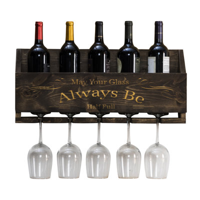 Kierra 5 - Bottle Solid Wood Wine Bottle & Glass Rack