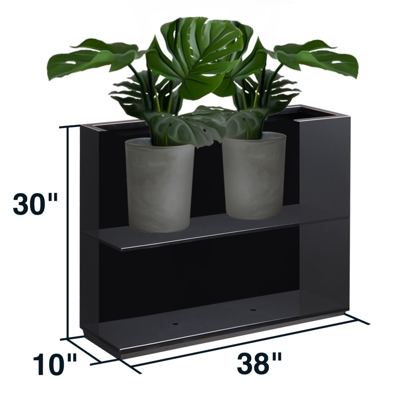 Boîte à fleurs en métal noir, H 30 po x l 38 po x P 9,8 po, Noir