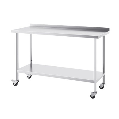 Table de préparation en acier inoxydable de 40 pouces de hauteur avec dosseret, tablettes réglables