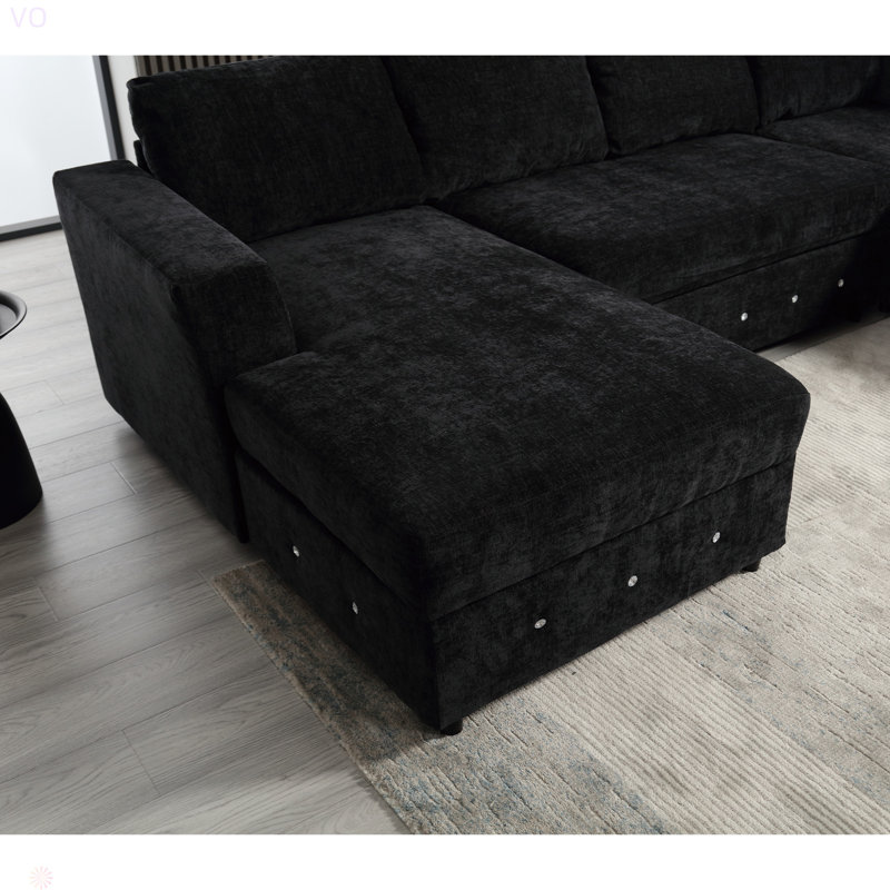 110.75" Sectional Sofa,Oversized Modular Sofa,Chaise Storage, Modern U Shaped  Couch , Upholstered Sofas,Chenille,Crystal Button , Living Room, Apartment