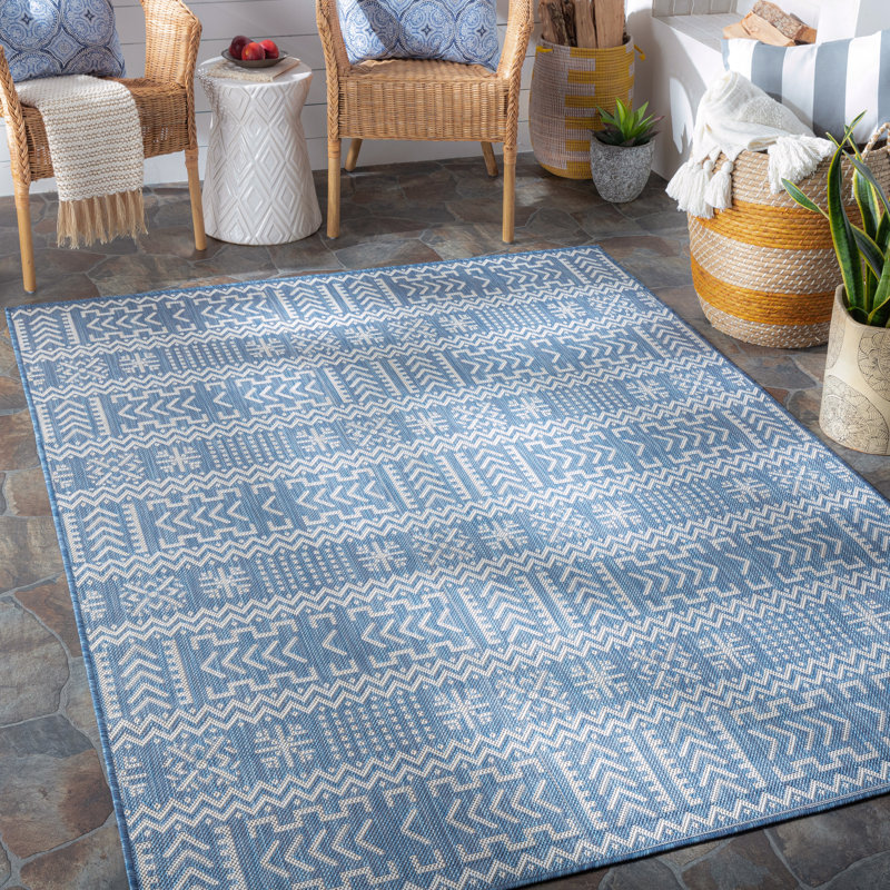 Geometric Indoor / Outdoor Rug, Rectangle 5'3" x 7'