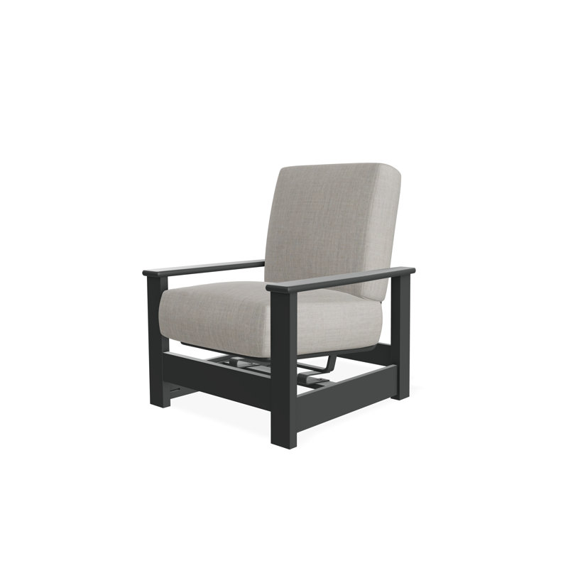 Leeward Marine Grade Polymer Deep Seating Cushion Arm Chair with Hidden Motion, Cast Silver Sunbrella®, Beachwood