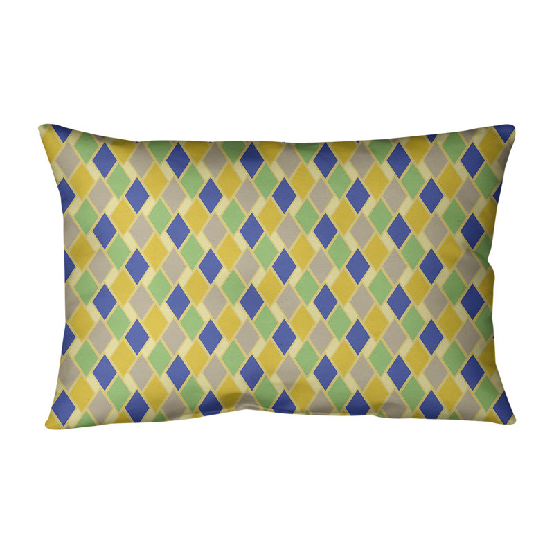 Housse de coussin rectangulaire Katelyn Elizabeth, Pas de bourre, Jaune / Bleu