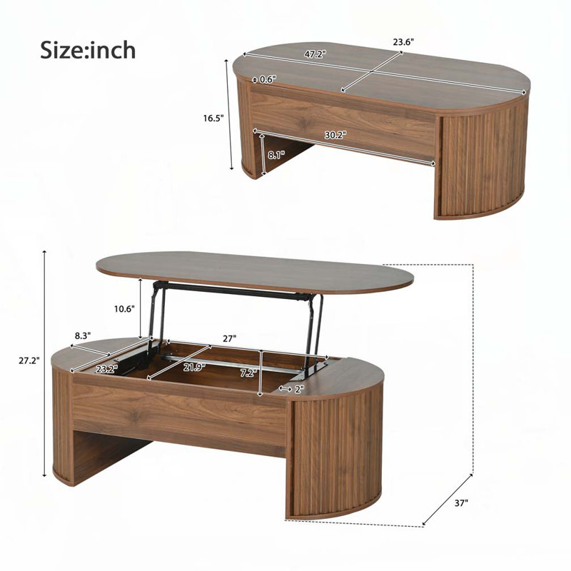 Table basse à plateau relevable 47,2 po