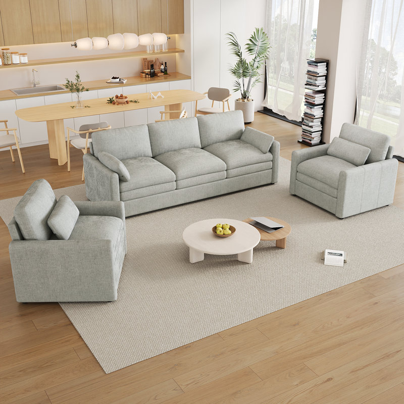 Canapé en chenille à double coussin Ultimate Comfort pour espaces de vie modernes