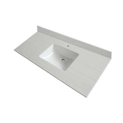 Plateau de meuble-lavabo simple 49 po en blanc avec lavabo