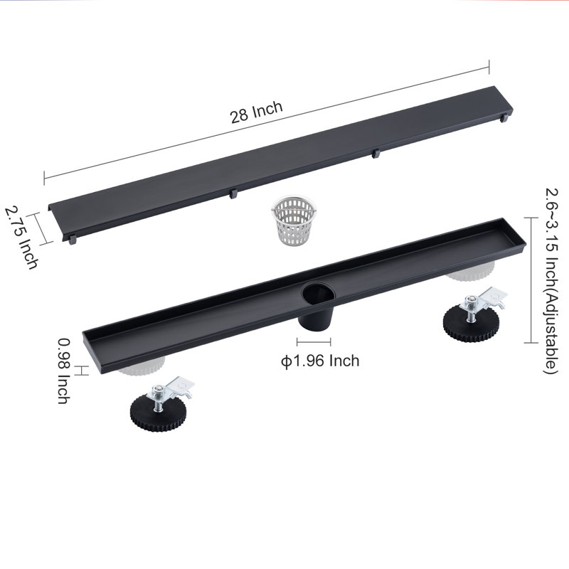 Grille linéaire de 28 po de largeur, Noir mat