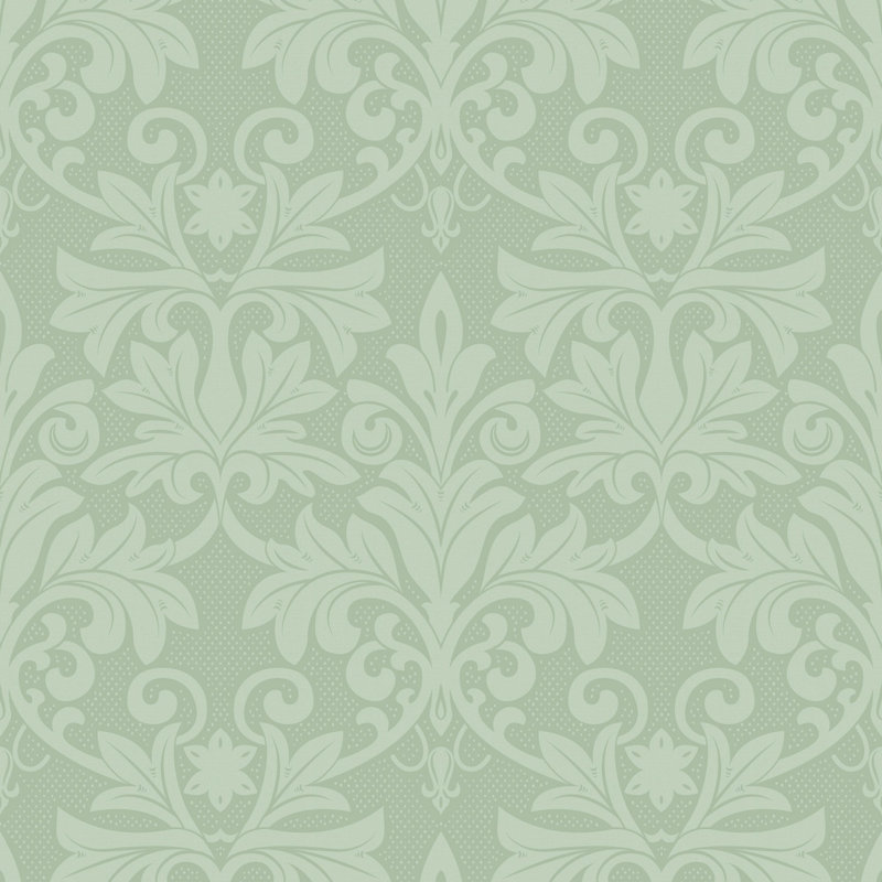 Rococo Relief - Misty Green Wallpaper, Paper
