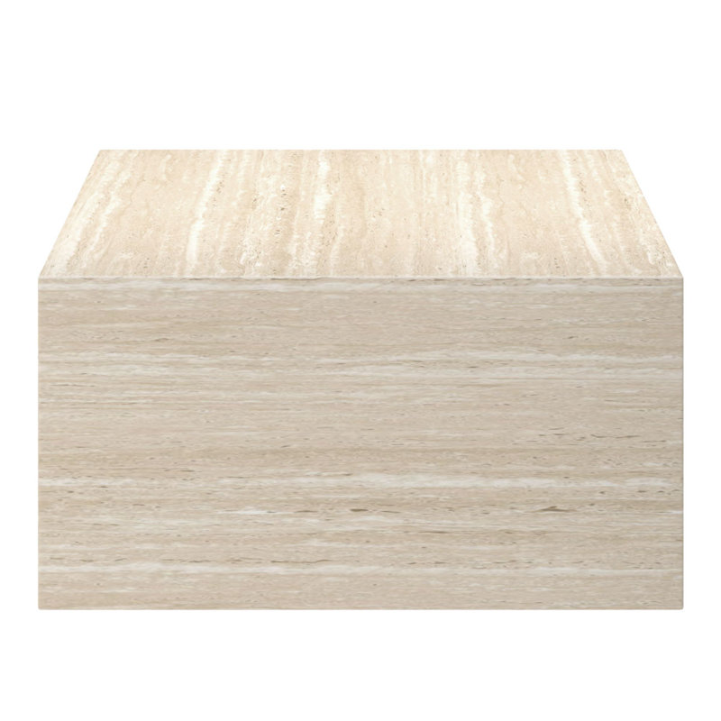 Table basse rectangulaire en travertin William, Travertin, Bois
