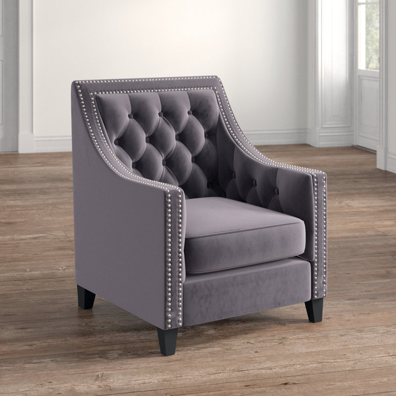 Ilhom Velvet Armchair, Gray Velvet