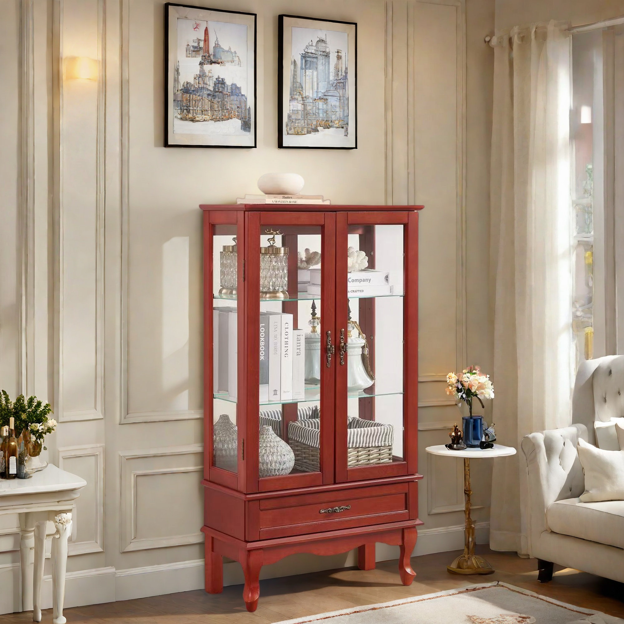 Charlton Home Lighted Glass Display With 2 Glass Doors — free download