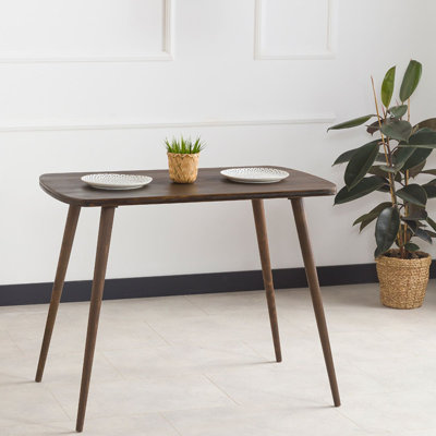Mid-Century Modern Solid Birch Wood Dining Table with Tapered Legs (Walnut, X-Small, 30")