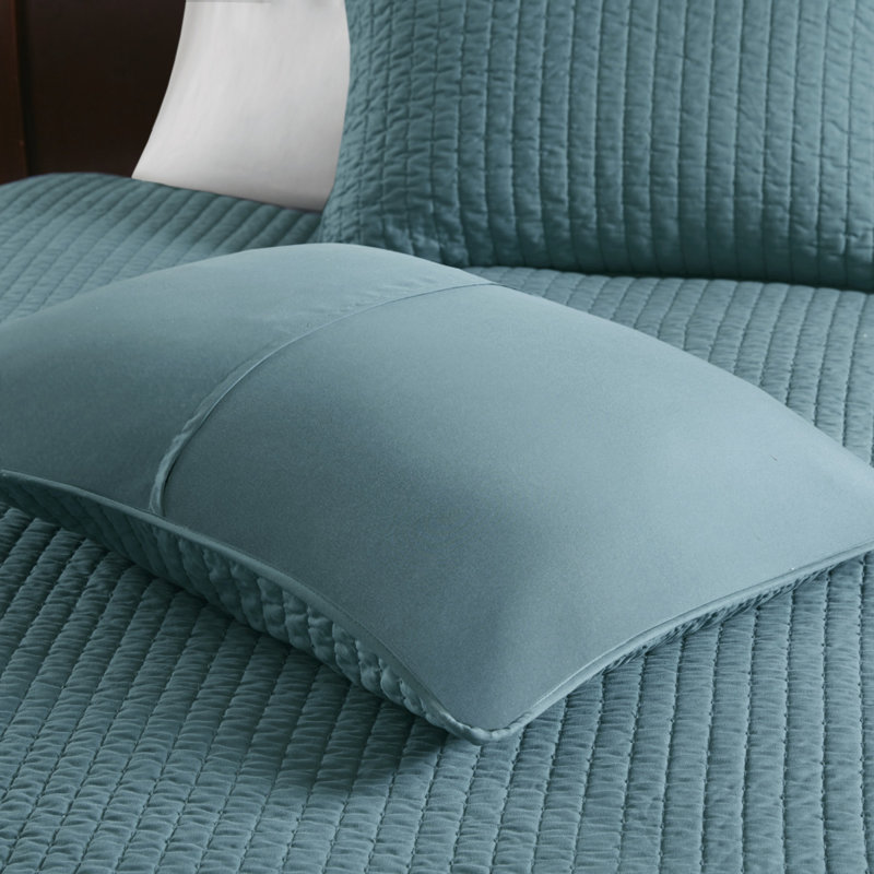 Teal Twin Microfiber Reversible Quilt Set
