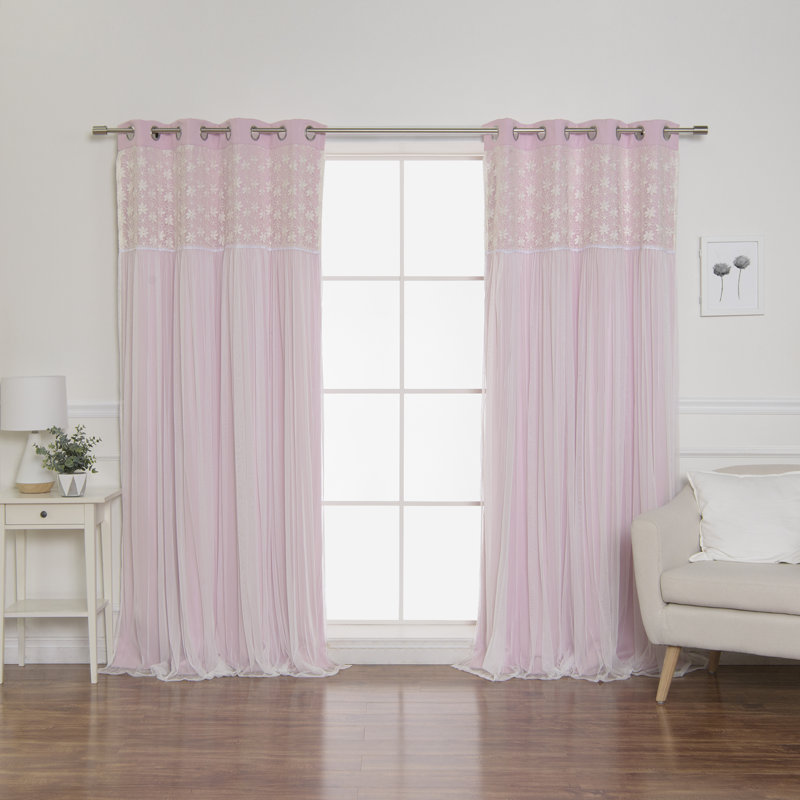 Room Darkening Curtain Pair, New Pink, 52"W x 84"L