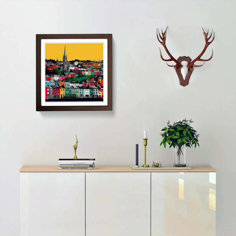 City Of Cork Pop Art No.1 - Single Picture Frame Print on Wood, Walnut