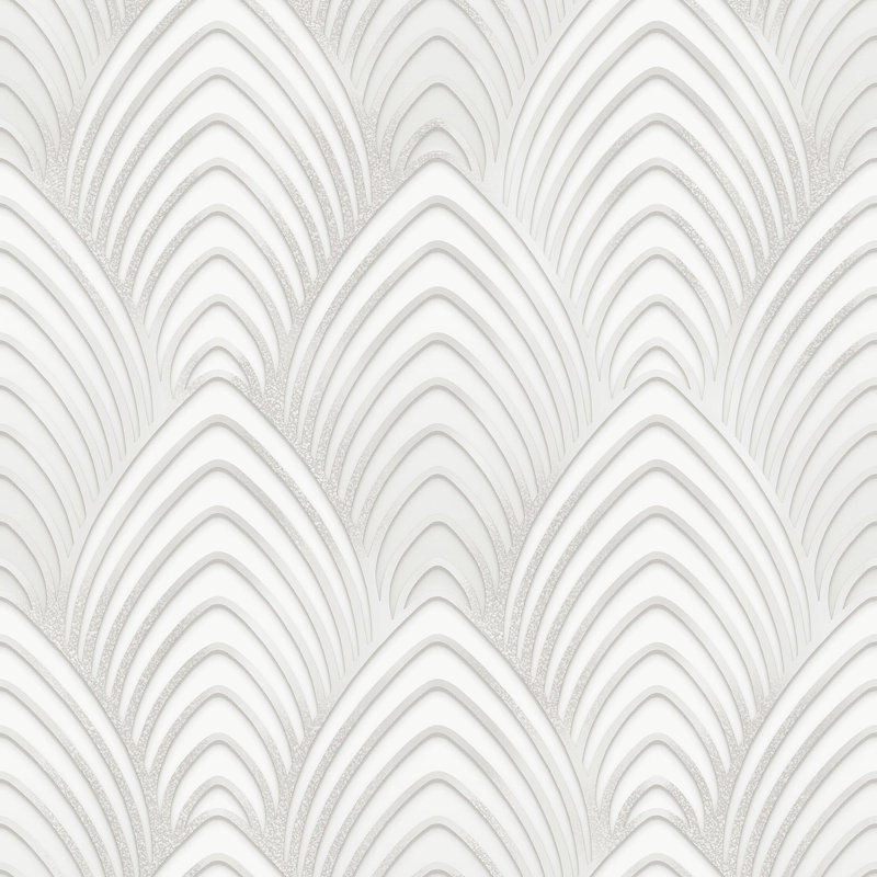 Orquidia Galerie Utopia Geometric Arch Array Lustre Finish Wallpaper Roll 10m x 53cm, White