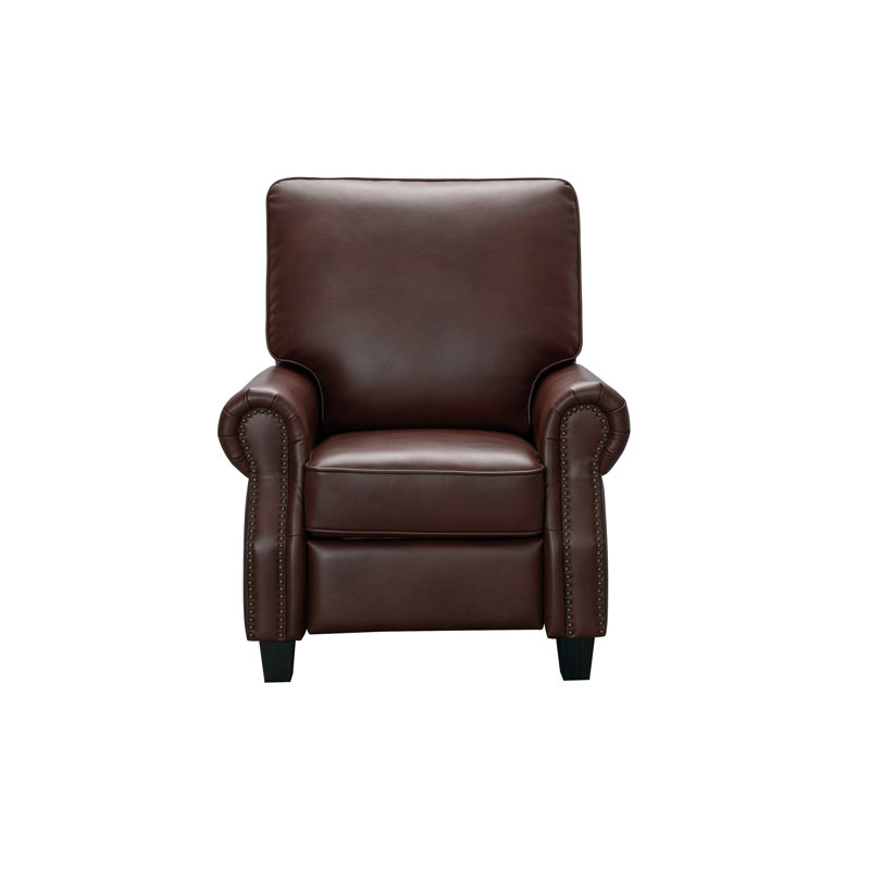 Fauteuil inclinable de club en cuir véritable de 35 po de large Analiyah, Cuir véritable bourgogne