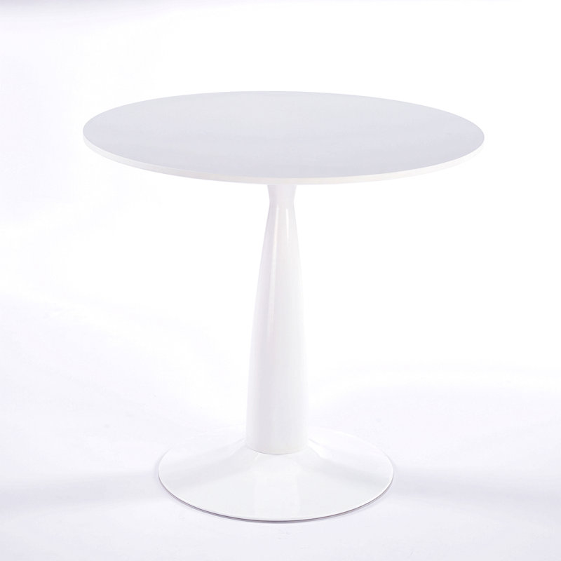 Table à piédestal 31,5 pouces de style Mid-Century moderne, table de salle à manger multifonctionnelle pour 4 à 6 personnes et grande table basse, plateau en panneau de fibres à densité moyenne blanc pour le salon, la cuisine et le bureau