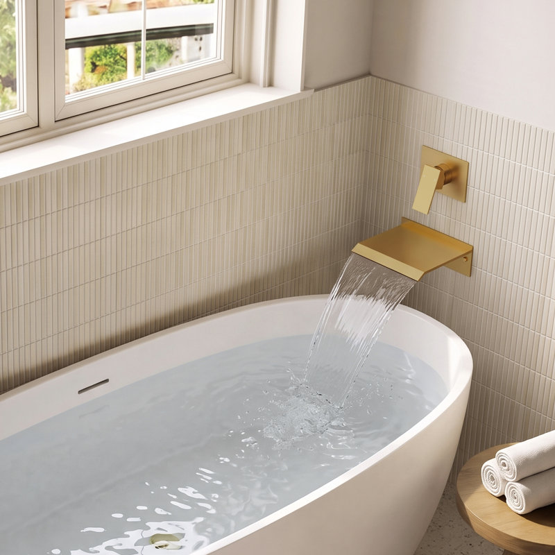 Robinet de baignoire romaine à une poignée, Or brossé