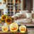 Set of 3 Crackle Glass Ball with LED Lights for Fall Table Decor with Timer