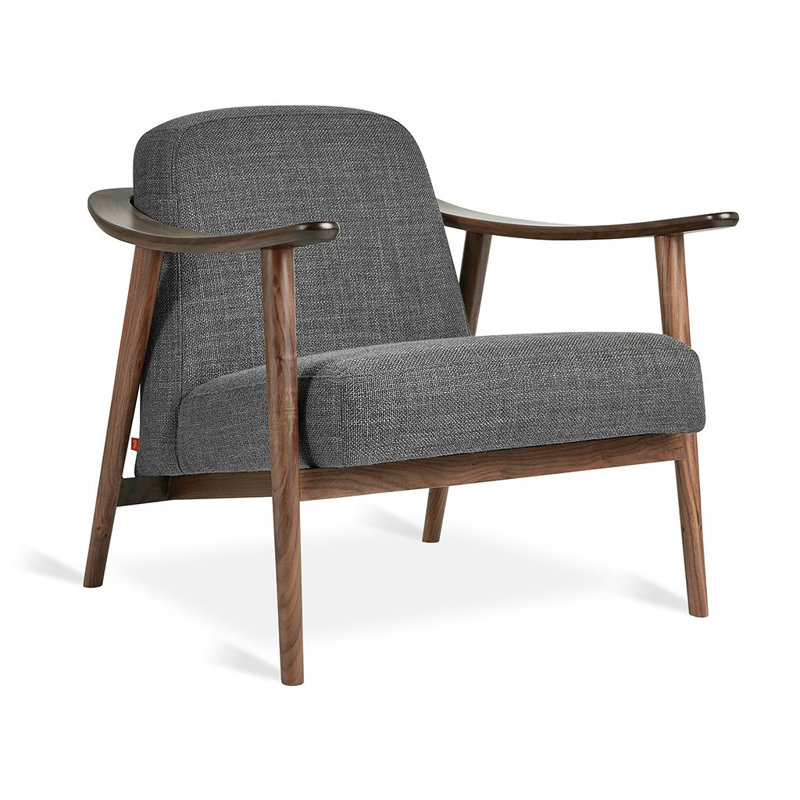 Baltic 76.2Cm Top Grain Leather Wide Armchair, Andorra Pewter Performance Basketweave, Walnut