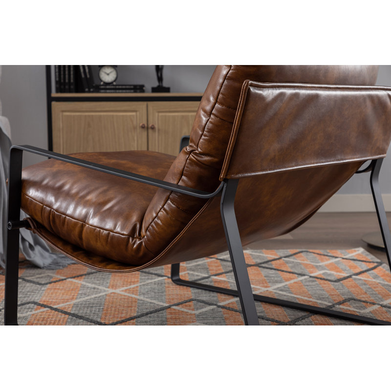 Gerani Faux Leather Armchair, Brown Faux Leather