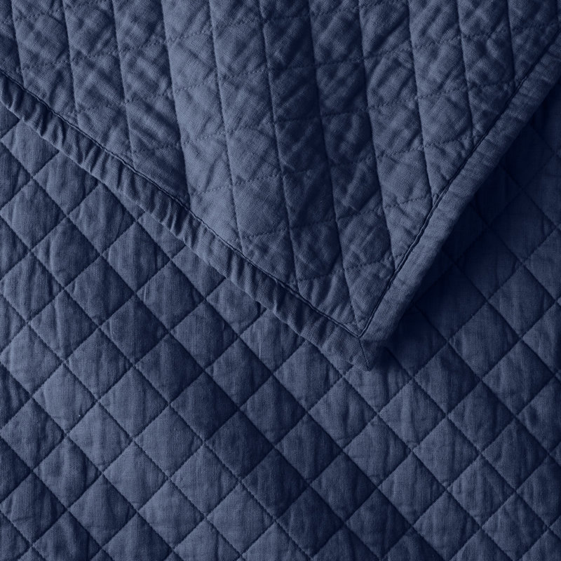 Jeffen Linen Blend Quilt, Full/Queen Quilt, Midnight Navy