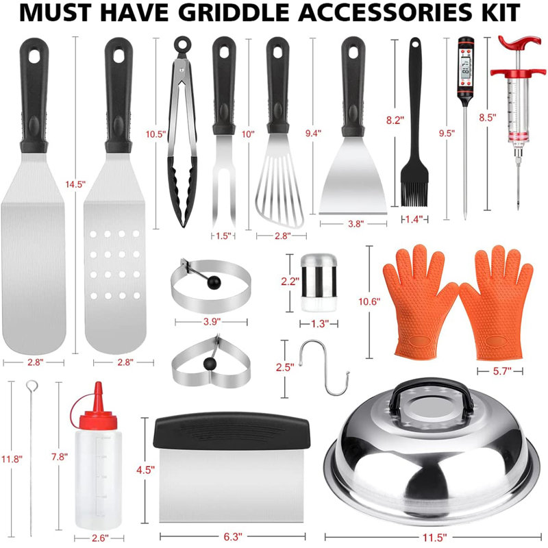 Stainless Steel Non-Stick Dishwasher Safe Grilling Tool Set