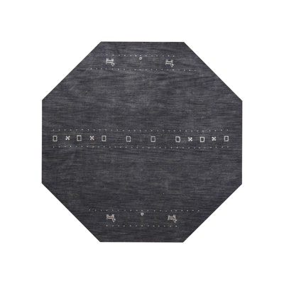 St Catherine Hand Knotted Loom Wool Eco-Friendly Area Rugs - Octagon, Charcoal Color, Contemporary Modern Design, High Pile Thick Handmade Anti Skid Area Rugs for Living Room, Bed Room