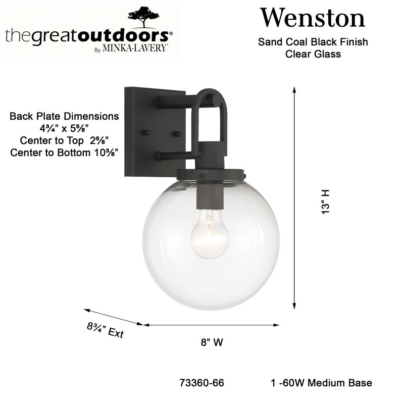 Wenston 1 - Light Outdoor Sconce, 4.23" H x 13" W x 8" D