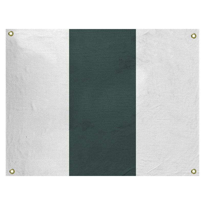 Tapisserie rayures en polyester en polyester, H 59 po x l 80 po, Blanc / Vert