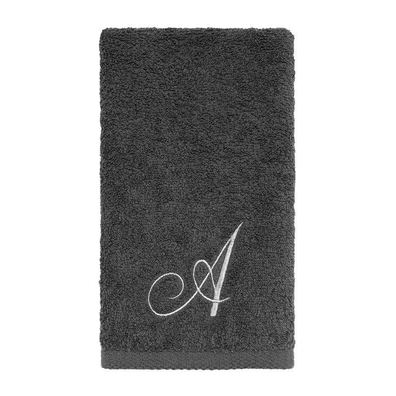 Winston Porter Granite/Silver Script Monogram Fingertip Towel Letter A