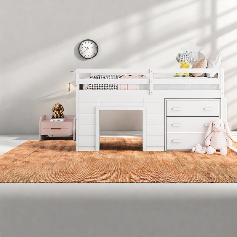 Lit mezzanine simple peu encombrant avec fabrication en bois massif, polyvalence moderne pour la maison