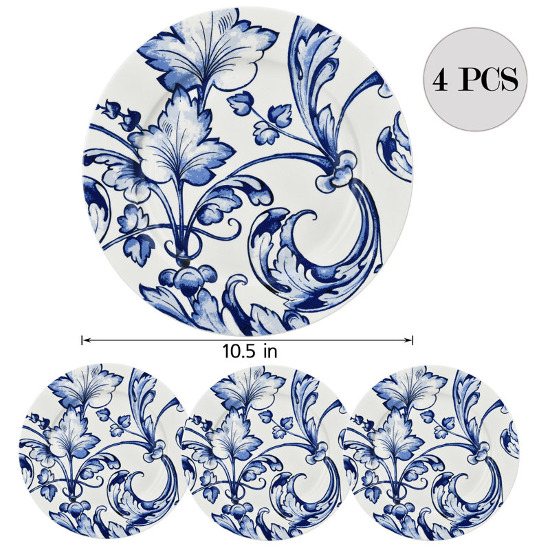 Assiette plate en porcelaine 10,5 po Darryl, ensemble de 4