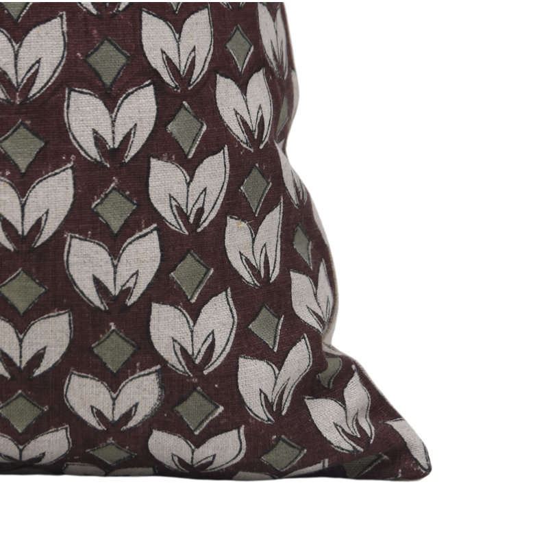 Housses de coussin en lin à motif bloc Fab Fabine (Titli, brun), H 26 po x l 26 po