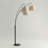 Trilage 84" Modern LED Floor Lamp with 3 Adjustable Arms, Tan Fabric Drum Shade, Black Marble Base, Bulbs Included-1432205250