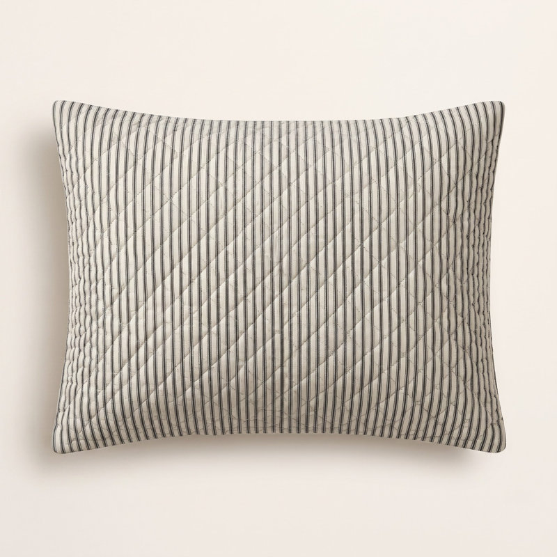 Bergen Cotton Striped Sham Set, Black, King
