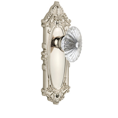 Grandeur Grande Victorian Plate Single Dummy with Burgundy Crystal Door Knob