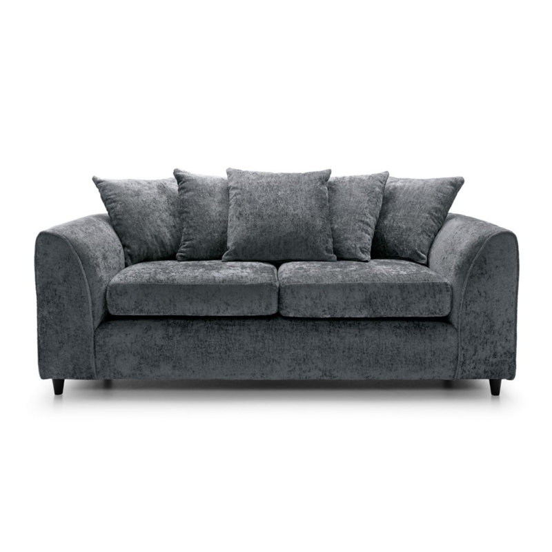 Monaco 3 Seater Chenille Flared Arm Sofa, Grey