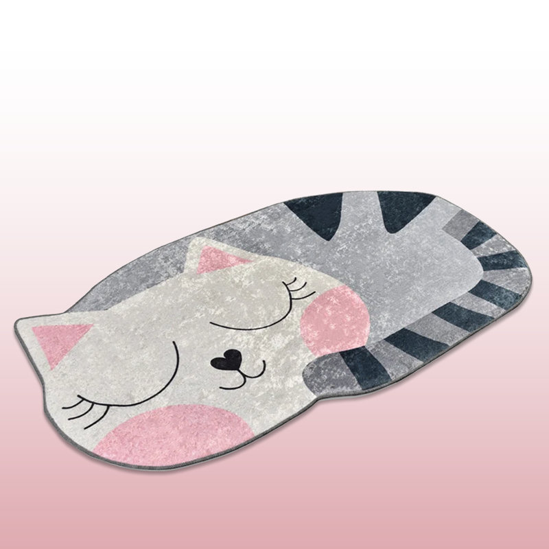 Cute Cat Shape Non-Slip Underside Bath Rug, 39.4" L x 23.6" W