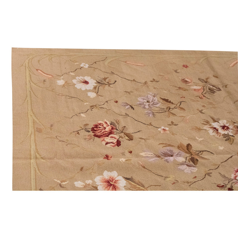 One-of-a-Kind High-Quality Hand-Knotted Beige/Pink/Brown Area Rug