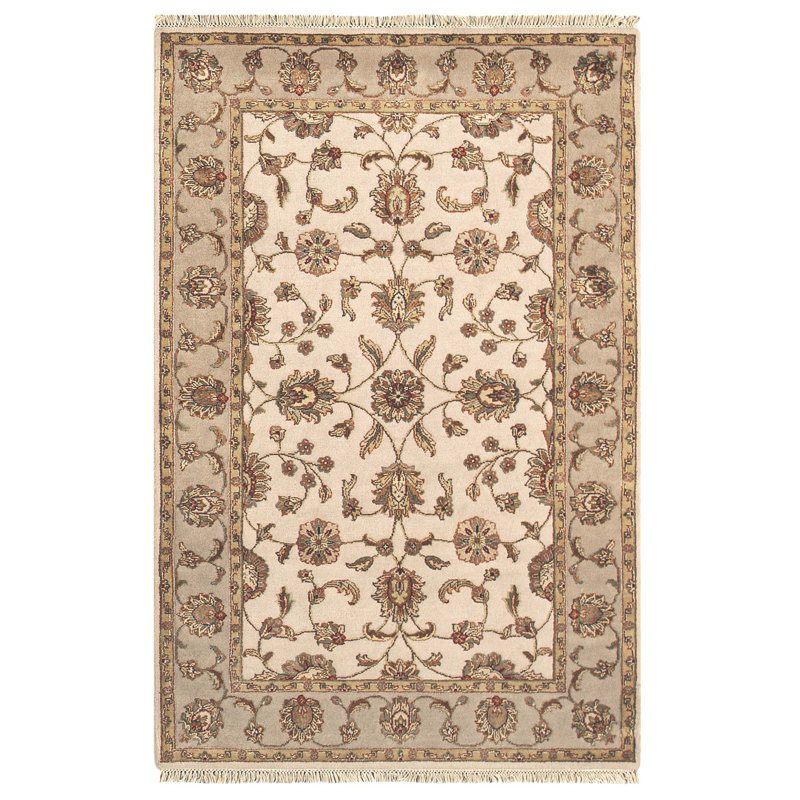 Tapis ivoire et crème noué à la main de haute qualité