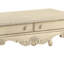 Table basse rectangulaire antique blanche avec 2 tiroirs, pieds, arrêt, rangement pour outils de barbecue