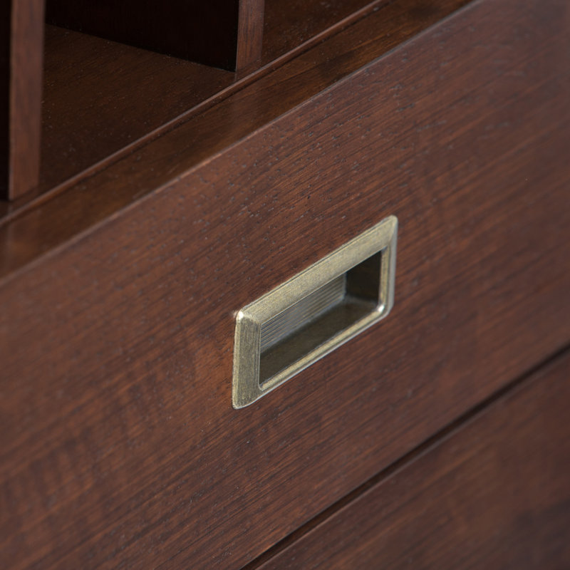54'' Medium Auburn Brown Solid Hardwood Mid-Century Modern Sideboard