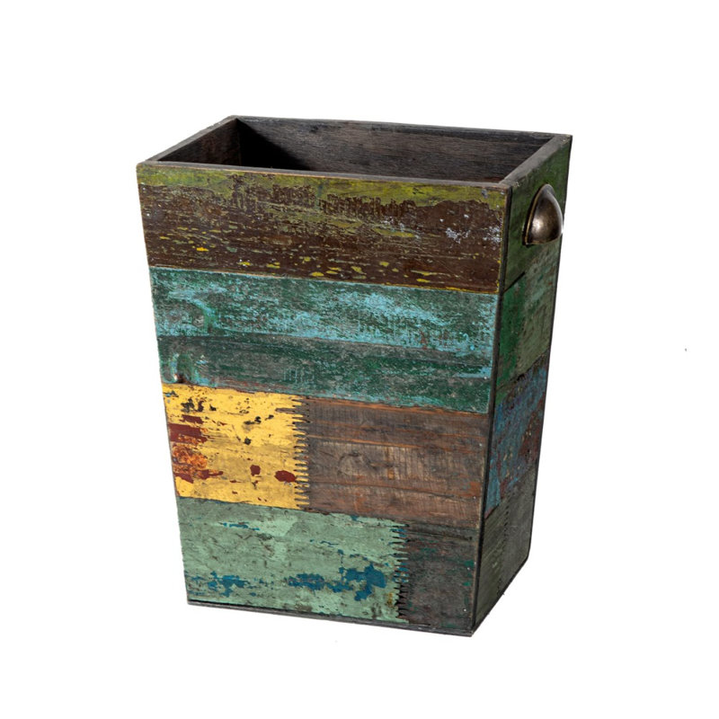 Small Wood Trash Can Wastebasket